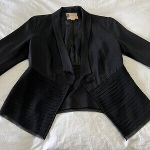 Anthropologie Women's Fleur Wood Black Tiered Layered Blazer Jacket Size 8